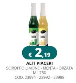 Altasfera Alti piaceri sciroppo limone - menta - orzata offerta