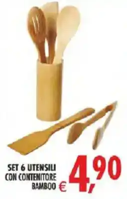 Deco Iperstore Set 6 utensili con contenitore bamboo offerta