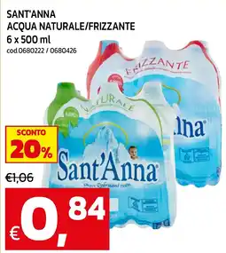 C+C maxigross Acqua naturale/frizzante Sant'Anna offerta