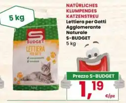 Interspar Lettiera per Gatti Agglomerante Naturale S-BUDGET offerta