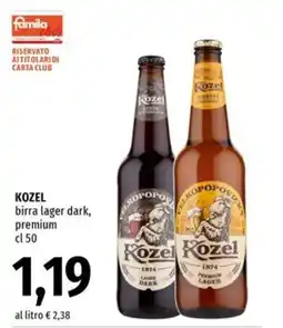 Famila Market Kozel birra lager dark offerta