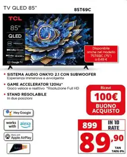Comet TCL TV QLED 85" offerta