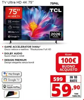 TV Ultra HD 4K 75" TCL