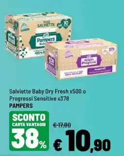 Iper La Grande Salviette Baby Dry Fresh o Progressi Sensitive Pampers offerta