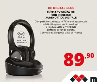 HP Digital Plus cuffia TV senza fili con ingresso audio ottico digitale