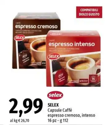 Selex Capsule Caffè espresso cremoso, intenso