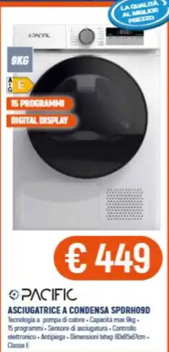 Vantaggi Sottocasa Asciugatrice a condensa Pacific SPDRH09D offerta