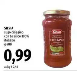 Famila Market Silvia sugo ciliegino con basilico offerta