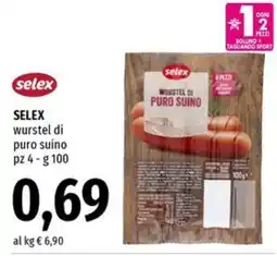 Famila Market Selex wurstel di puro suino offerta