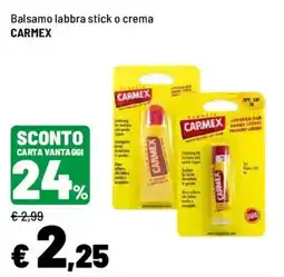 Iper La Grande Balsamo labbra stick o crema Carmex offerta