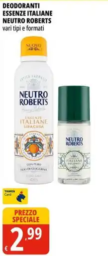 Tigros Deodoranti essenze italiane Neutro Roberts offerta