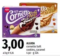 Famila Market Algida cornetto Soft cookies, caramel offerta