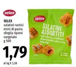 Famila Market Selex salatini rustici misti di pasta sfoglia ripieni surgelato offerta