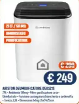 Vantaggi Sottocasa Ariston deumidificatore deos21s offerta