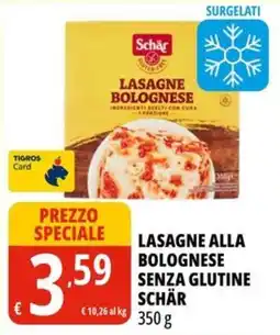 Tigros Lasagne alla bolognese senza glutine Schär offerta