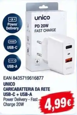 A Casa Mia Unico caricabatteria da rete USB-C + USB-A offerta