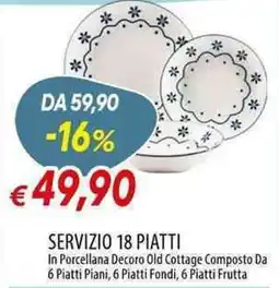 Galassia Servizio 18 piatti in porcellana decoro old cottage offerta