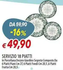 Galassia Servizio 18 piatti in porcellana decoro giardino segreto offerta