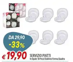 Galassia Servizio piatti in opale dublino forma quadra offerta