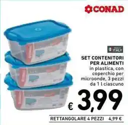 Spazio Conad Set contenitori per alimenti in plastica offerta