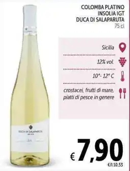 Spazio Conad Colomba Platino Insolia IGT Duca di Salaparuta offerta