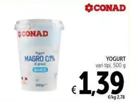Spazio Conad Yogurt magro 0,1% bianco offerta