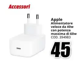 MediaWorld Apple Alimentatore veloce offerta
