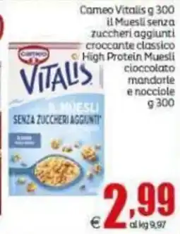 Elite Cameo Vitalis il Muesli senza zuccheri aggiunti croccante classico High Protein Muesli cioccolato mandorle e nocciole offerta