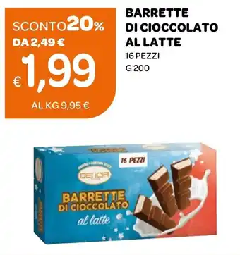 Barrette di cioccolato al latte Delicia