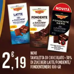Supermercato Pollio Novi tavoletta di cioccolato -30% di zuccheri latte/fondente/ fondentenero offerta
