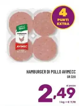 Il Centesimo Hamburger di pollo Avimec offerta