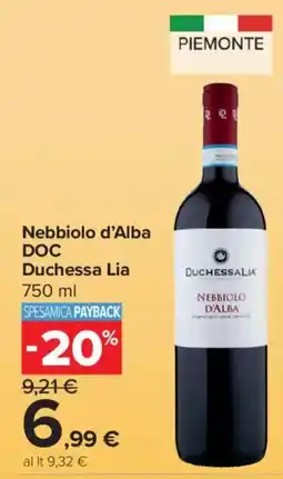 Carrefour Express Nebbiolo d'Alba DOC Duchessa Lia offerta
