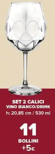 Carrefour Express Set 2 calici vino bianco/drink offerta
