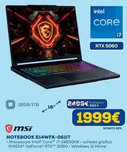 DIMOStore msi NOTEBOOK E14WFK-061IT offerta