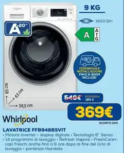DIMOStore Whirlpool Lavatrice FFB948BSVIT offerta
