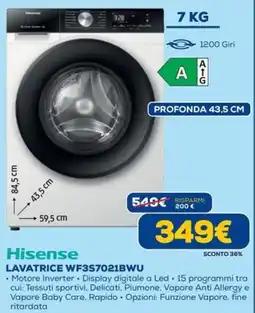 DIMOStore Hisense Lavatrice WF3S7021BWU offerta