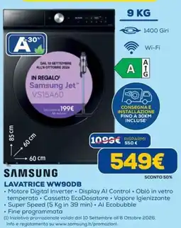 DIMOStore Samsung Lavatrice WW90DB offerta