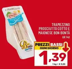 Il Centesimo Tramezzino prosciutto cotto e maionese Bon Bontà offerta