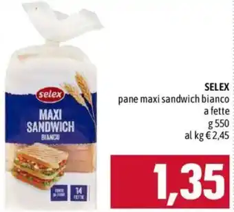 Selex pane maxi sandwich bianco