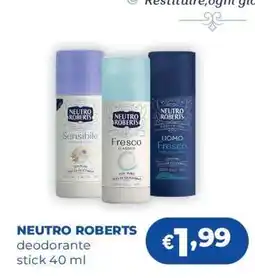 Acqua & Sapone NEUTRO ROBERTS deodorante stick 40 ml offerta