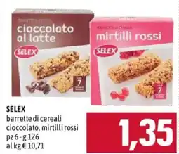 Emisfero SELEX barrette di cereali cioccolato, mirtilli rossi offerta