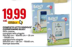 Eurospin COMPLETO LETTO SINGOLO/COPRIPIUMINO BLUEY offerta