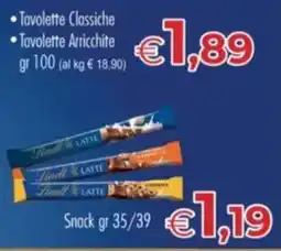 MerSi Supermercati Tavolette Classiche Lindt Latte offerta