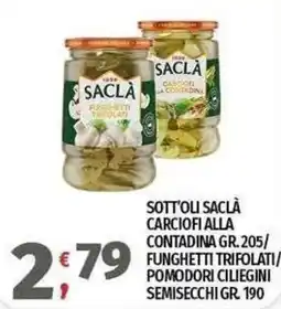 Vivo Supermercati Saclà carciofi alla contadina / funghetti trifolati / pomodori ciliegini semiseccchi offerta
