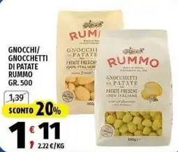 Vivo Supermercati Gnocchi di patate Rummo offerta