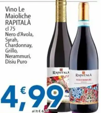 Sidis Vino Le Maioliche Rapitalà offerta