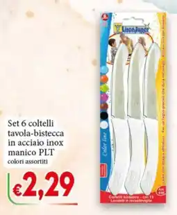 D'Italy Set 6 coltelli tavola-bistecca in acciaio inox manico PLT offerta