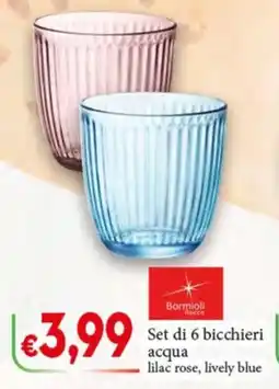 D'Italy Set di 6 bicchieri acqua lilac rose, lively blue offerta