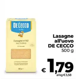 Ipercoop Radenza Lasagne all'uovo DE CECCO offerta