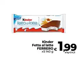 Ipercoop Radenza Kinder Fetta al latte offerta